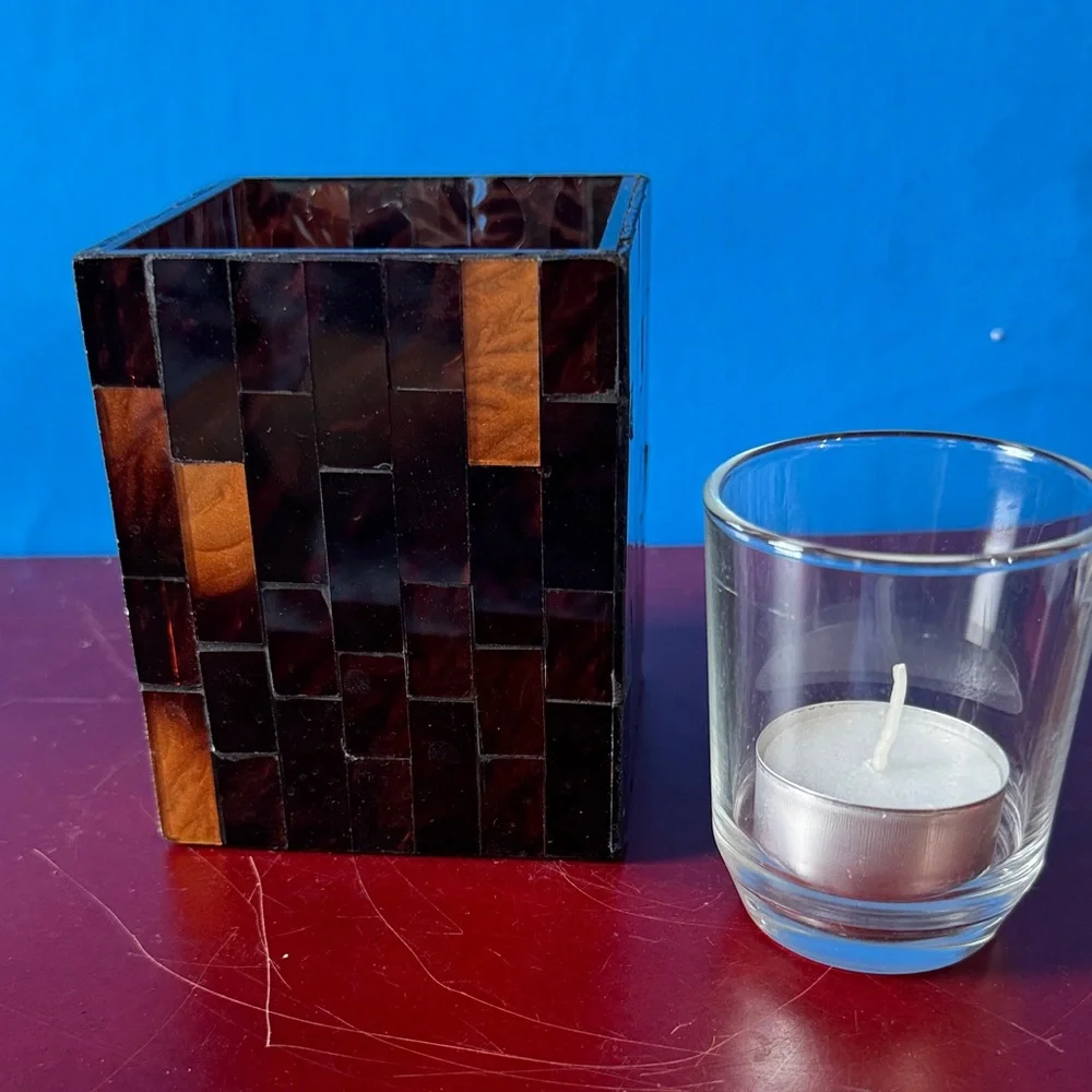 RETIRED - PartyLite GLOBAL AMBIANCE MINI 4” Mosaic Tealight Holder - Picture 2 of 8